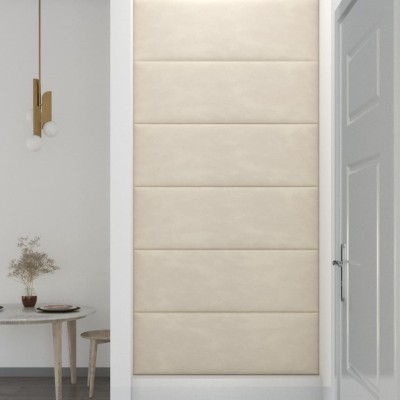 Paneles de pared 12 uds terciopelo color crema 90x30 cm 3,24 m²