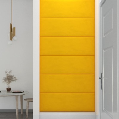 Paneles de pared 12 uds terciopelo amarillo 90x30 cm 3,24 m²