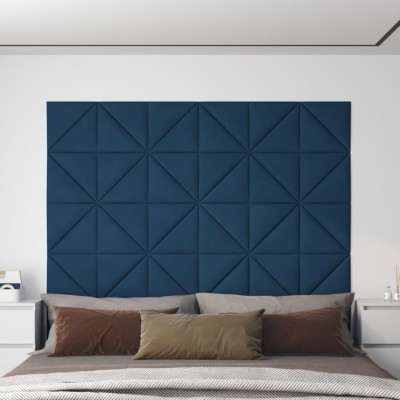 Paneles de pared 12 uds terciopelo azul 30x30 cm 0,54 m²