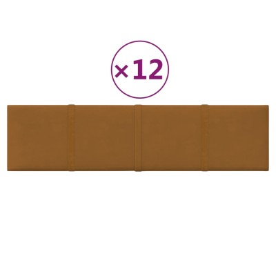 Paneles de pared 12 uds terciopelo marrón 60x15 cm 1,08 m²