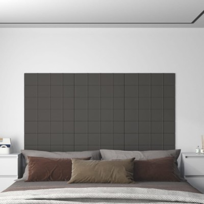 Paneles de pared 12 uds tela gris oscuro 60x15 cm 1,08 m²