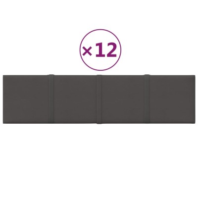 Paneles de pared 12 uds tela gris oscuro 60x15 cm 1,08 m²