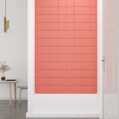 Paneles de pared 12 uds terciopelo rosa 60x15 cm 1,08 m²