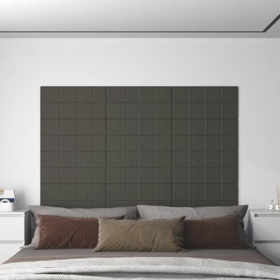 Paneles de pared 12 uds terciopelo gris oscuro 60x30 cm 2,16 m²