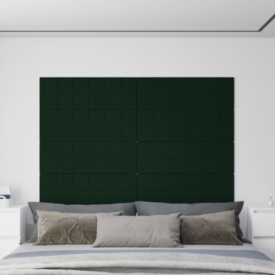 Paneles de pared 12 uds terciopelo verde oscuro 90x30cm 3,24 m²