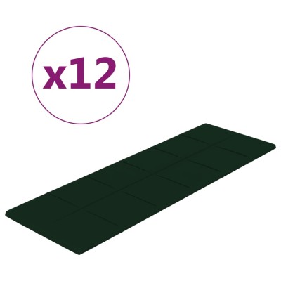 Paneles de pared 12 uds terciopelo verde oscuro 90x30cm 3,24 m²