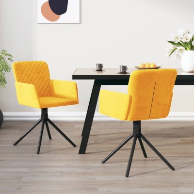 Sillas de comedor giratorias 2 uds terciopelo amarillo