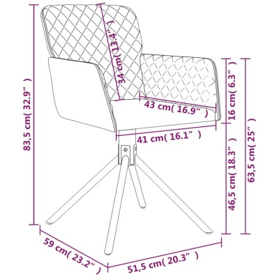 Sillas de comedor giratorias 2 uds terciopelo amarillo