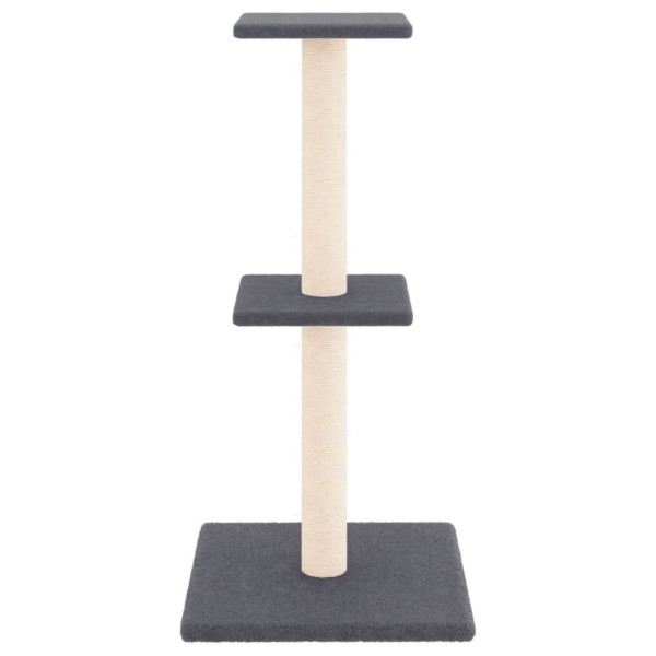 Rascador para gatos con postes de sisal gris oscuro 73 cm