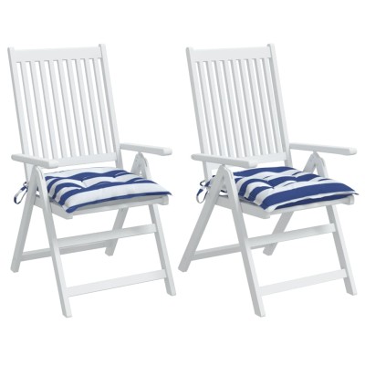 Cojines de silla 2 uds tela Oxford rayas azul blanco 50x50x7 cm