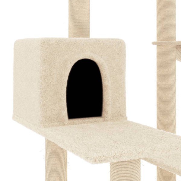 Rascador para gatos con postes de sisal color crema 82,5 cm