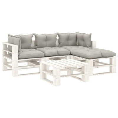 Set de muebles de palets de jardín 5 pzas madera cojines taupe