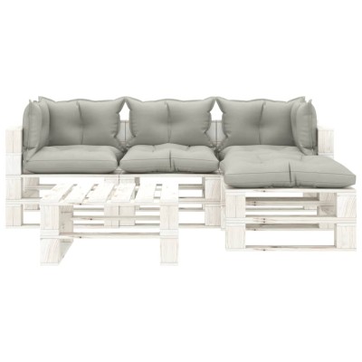 Set de muebles de palets de jardín 5 pzas madera cojines taupe