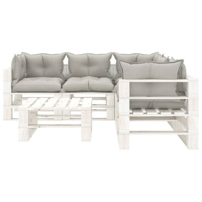 Set muebles de palets de jardín 6 pzas madera cojines taupe