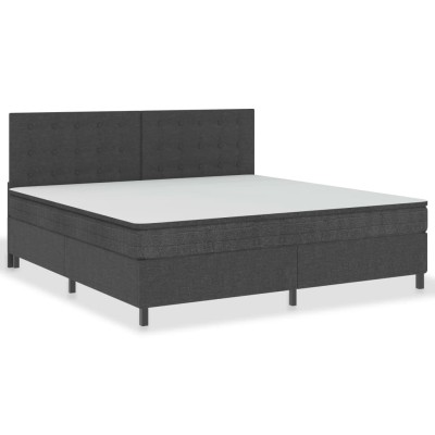 Cama box spring tela gris oscuro 200x200 cm