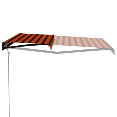 Toldo retráctil sensor de viento y LED naranja marrón 500x300cm