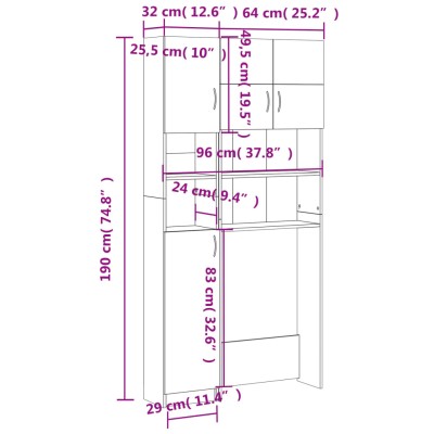 Mueble para lavadora madera de ingeniería gris hormigón