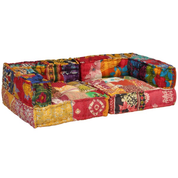 Puf modular de 2 plazas de tela patchwork