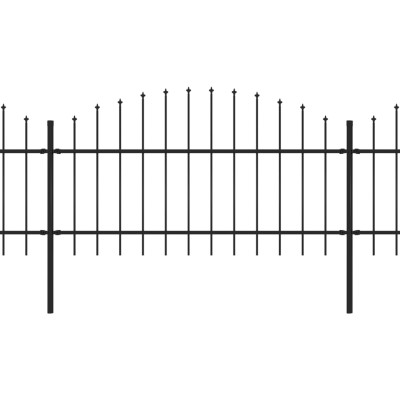 Valla de jardín con puntas de lanza acero negro (1-1,25)x6,8 m