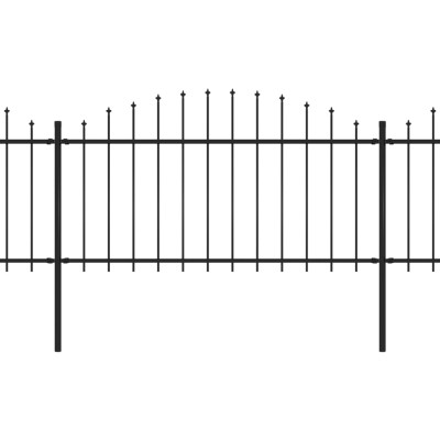 Valla de jardín con puntas de lanza acero negro (1,25-1,5)x5,1m