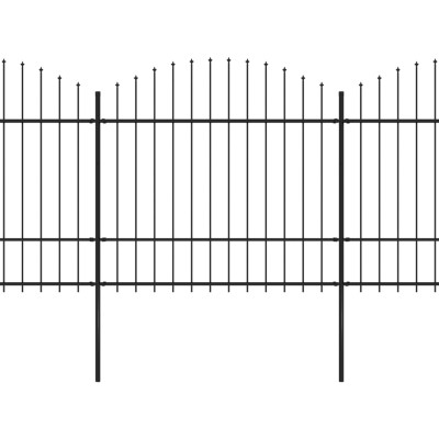 Valla de jardín con punta de lanza acero negro (1,5-1,75)x11,9m
