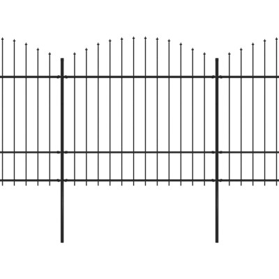 Valla de jardín con punta de lanza acero negro (1,5-1,75)x15,3m