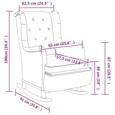 Sillón con patas mecedoras madera maciza caucho y tela crema