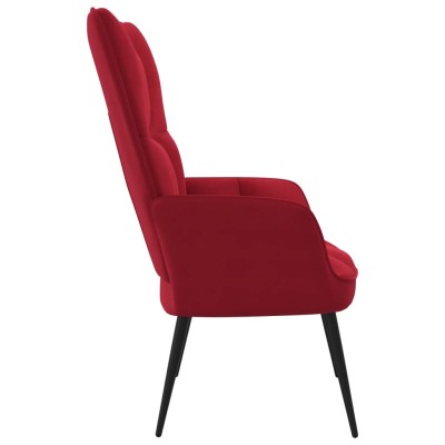 Silla de relajación de terciopelo rojo vino tinto