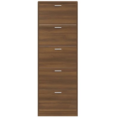 Mueble zapatero madera contrachapada marrón roble 59x17x169 cm