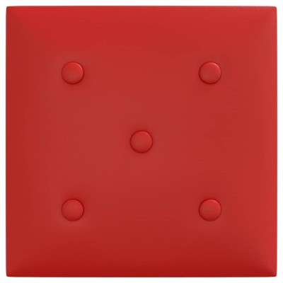 Paneles pared 12 uds cuero sintético rojo tinto 30x30 cm 1,08m²