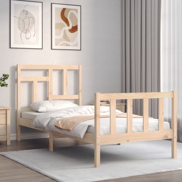 Estructura de cama con cabecero madera maciza 90x200 cm