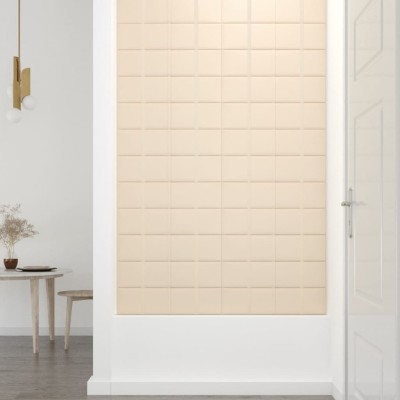 Paneles de pared 12 uds terciopelo color crema 60x15 cm 1,08 m²