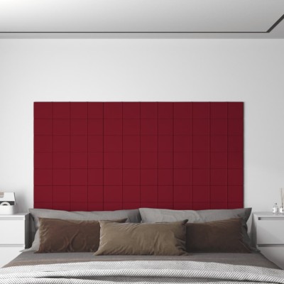 Paneles de pared 12 uds terciopelo rojo tinto 60x15 cm 1,08 m²