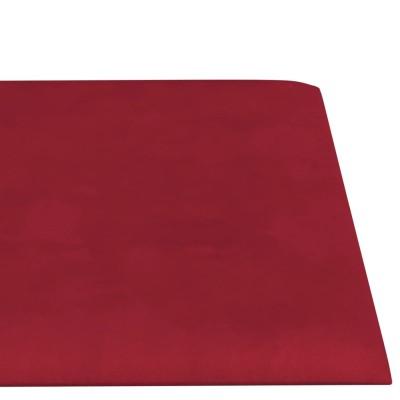 Paneles de pared 12 uds terciopelo rojo tinto 60x15 cm 1,08 m²