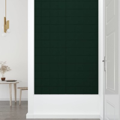 Paneles de pared 12 uds terciopelo verde oscuro 60x30 cm 2,16m²