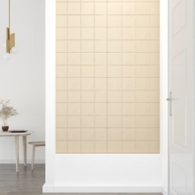 Paneles de pared 12 uds terciopelo crema 60x30 cm 2,16 m²