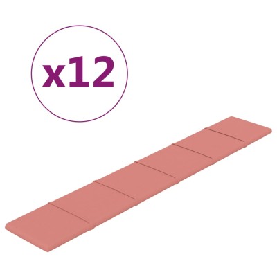 Paneles de pared 12 uds terciopelo rosa 90x15 cm 1,62 m²