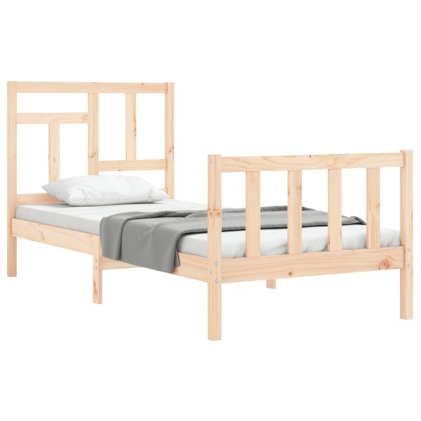 Estructura de cama con cabecero madera maciza 90x200 cm