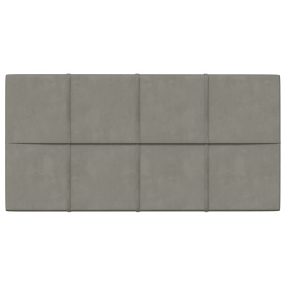 Paneles de pared 12 uds terciopelo gris claro 60x30 cm 2,16 m²