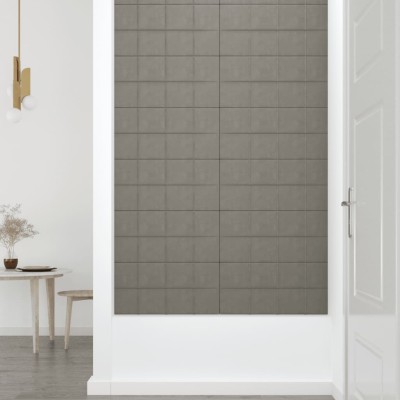 Paneles de pared 12 uds terciopelo gris claro 60x30 cm 2,16 m²