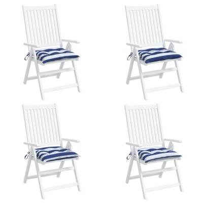 Cojines de silla 4 uds tela a rayas azul y blanco 40x40x7 cm