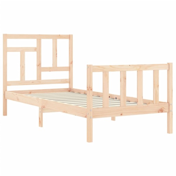 Estructura de cama con cabecero madera maciza 90x200 cm