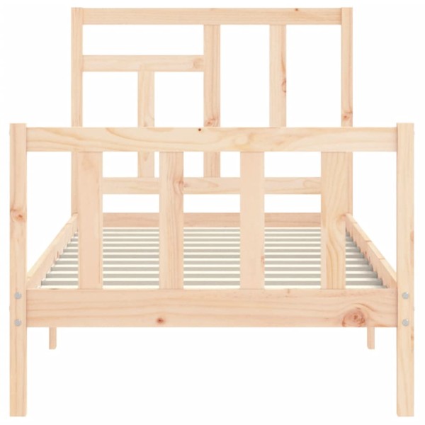 Estructura de cama con cabecero madera maciza 90x200 cm