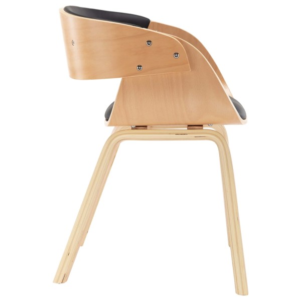 Silla de comedor de madera curvada y cuero sintético negro