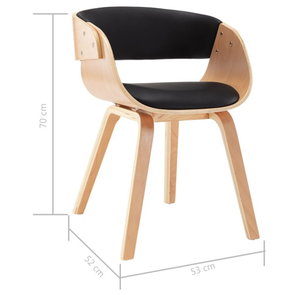 Silla de comedor de madera curvada y cuero sintético negro