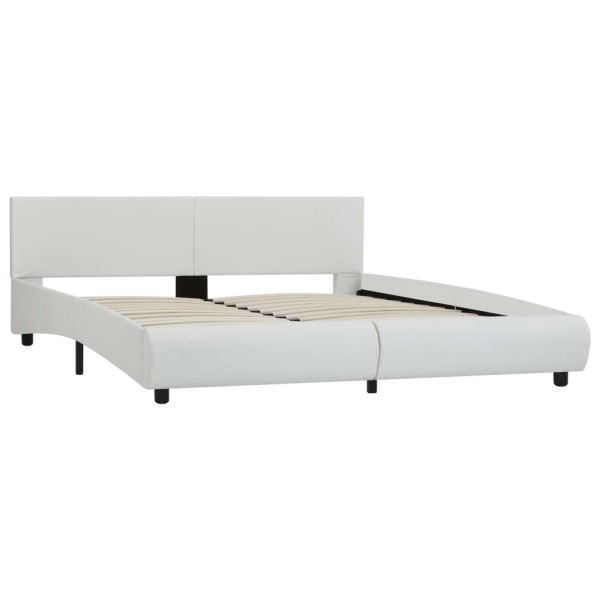 Estructura de cama de cuero sintético blanco 180x200 cm