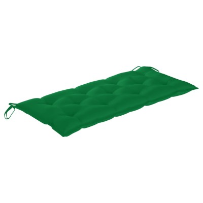 Banco Batavia de teca maciza con cojín verde 120 cm