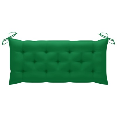 Banco Batavia de teca maciza con cojín verde 120 cm