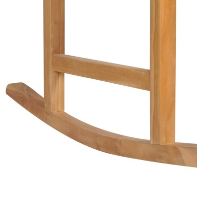 Silla mecedora de madera maciza de teca con cojín beige