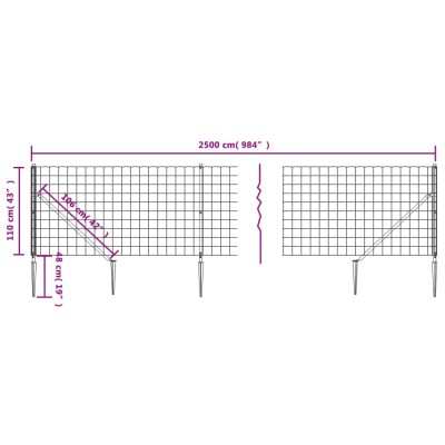 Cerca de alambre con pinchos de anclaje verde 1,1x25 m